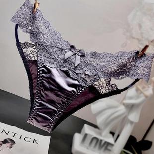 sexy for silk low waist Ice women panties lace hollow