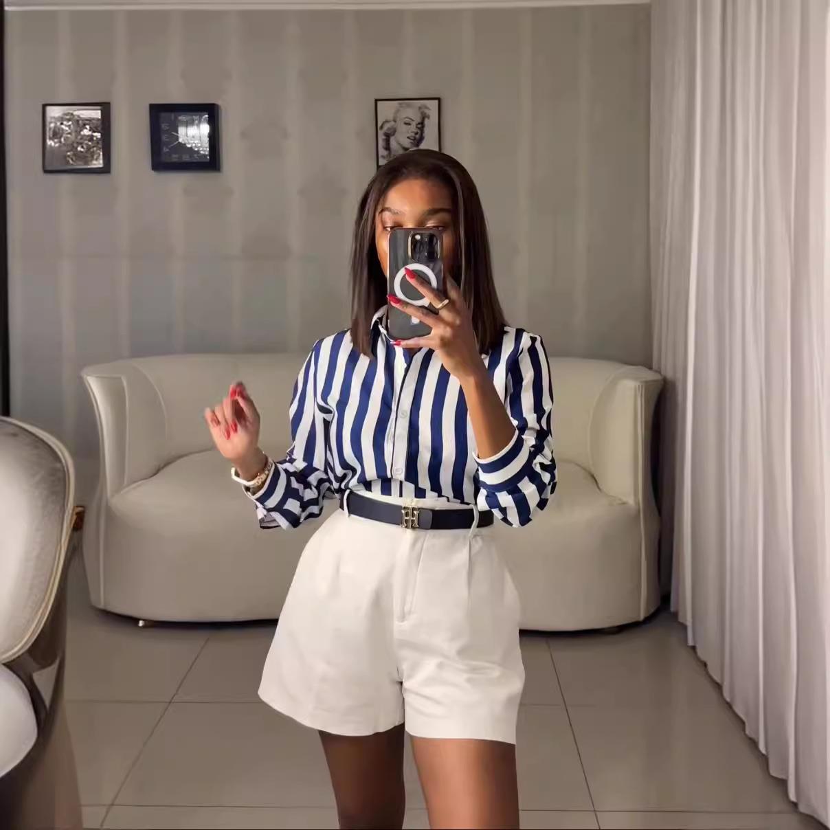 striped western shirt sense womens new womens commuter long