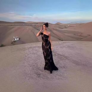 Sling Flower Off shoulder Dress Sexy Long Burning