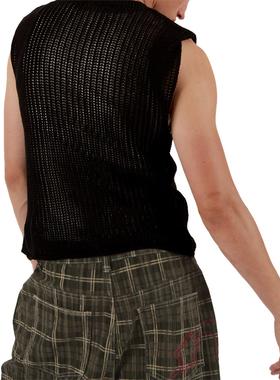 star slim print vests neck sweater sleeveless streetwear