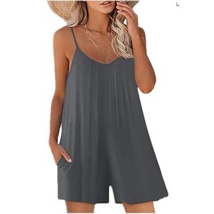 elastic shoulder Adjustable jumpsuit shorts casual loose