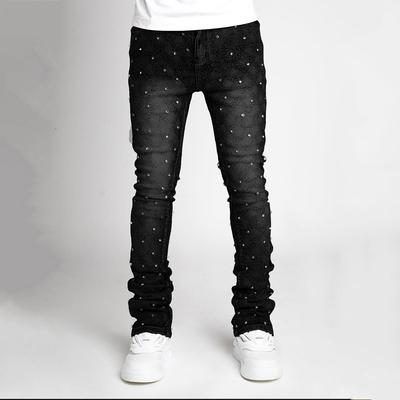 men s skinny jeans slim fit fashion rhinestone streetwear