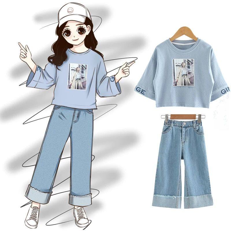 阔腿牛仔裤女童夏款裤子夏装休闲裤夏季2026年新款防蚊裤宝宝童装