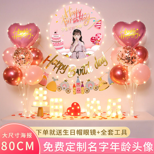 女孩十周岁生日装饰布置海报定制