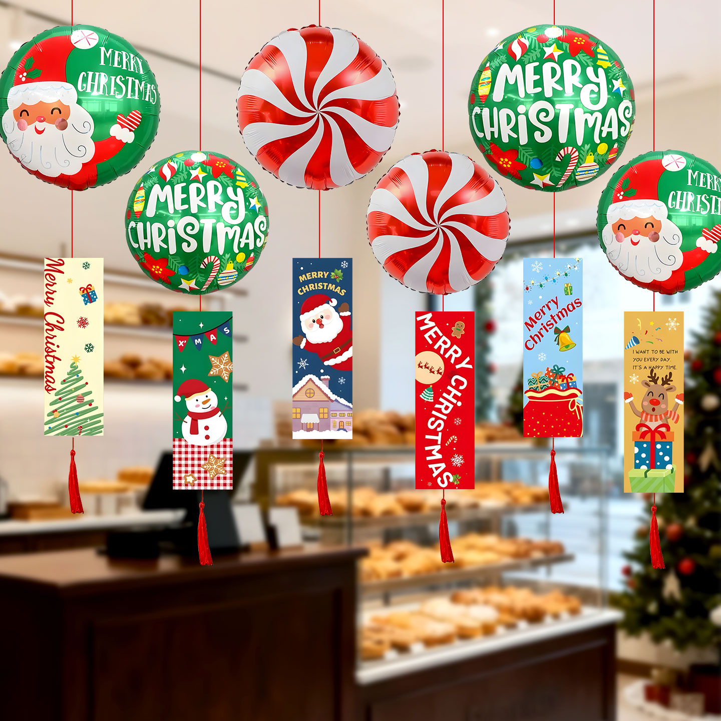 2026圣诞节新款气球挂件装饰品4s店珠宝店铺商场餐厅氛围场景布置