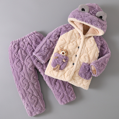 冬季儿童三层夹棉睡衣