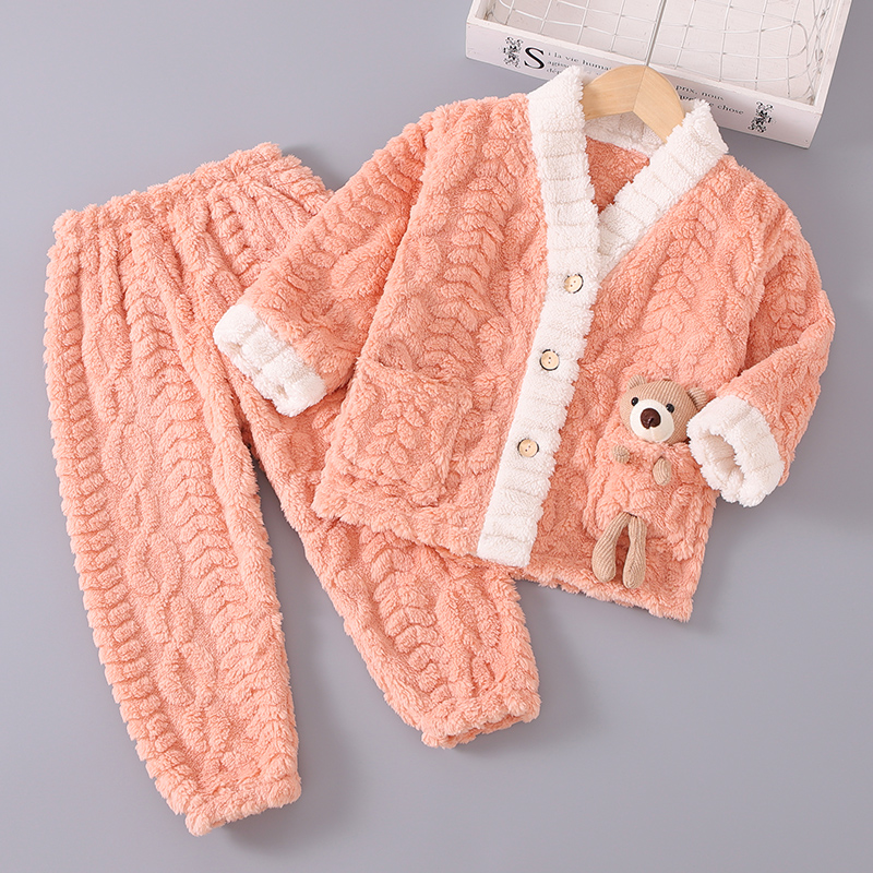 女童秋冬季法兰绒家居服套装