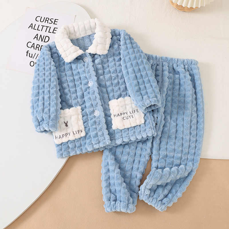儿童睡衣法兰绒珊瑚绒家居服套装