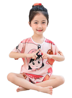 女童薄款绵绸套装夏季