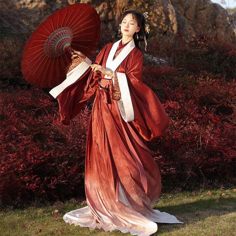 原创赤壁怀古魏晋制汉服女中国风直裾交领襦裙套装8894