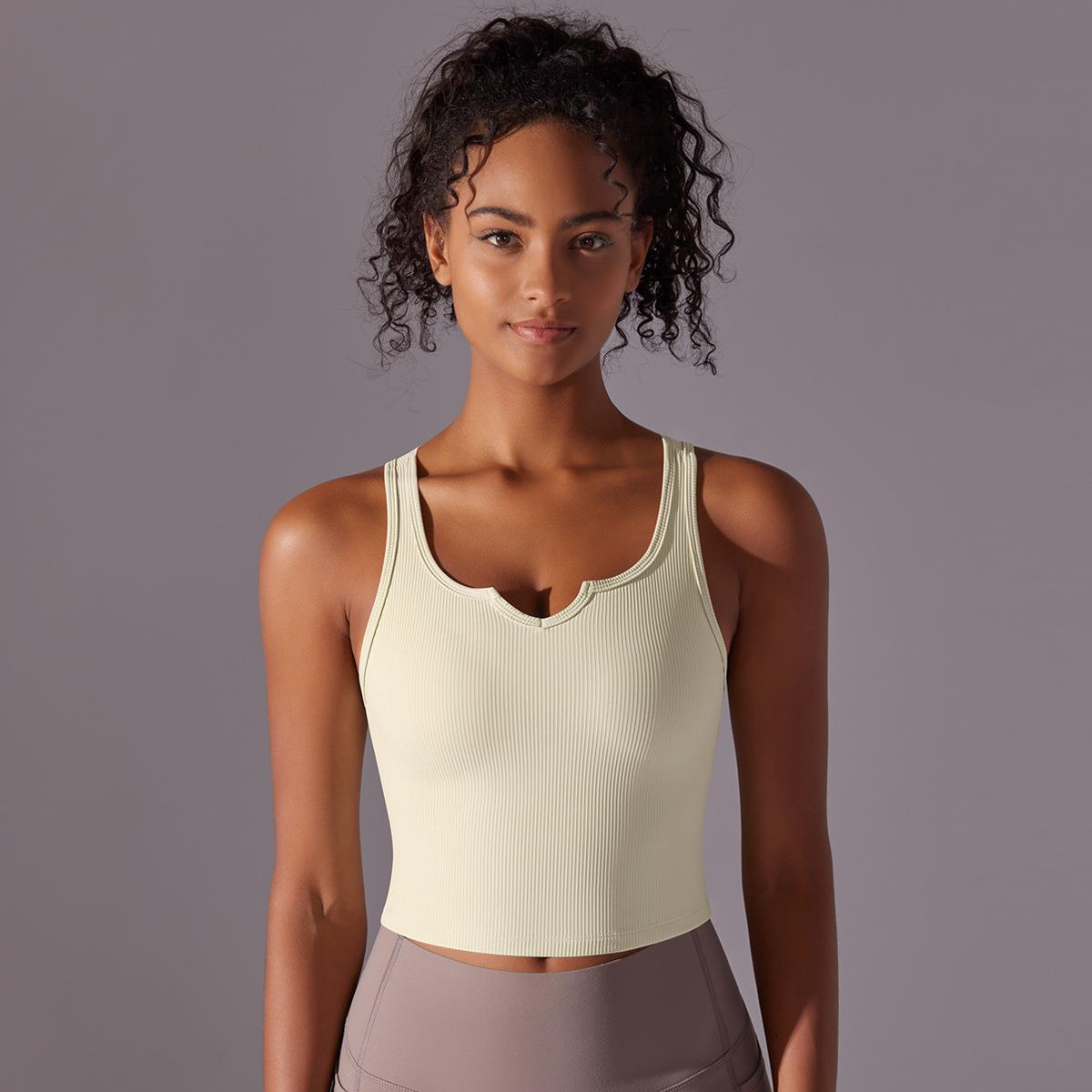 breathable V-neck fixed women sports for vest thread bra
