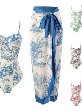 long steel-backed One-piece women skirt swimsuit slim for