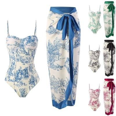 long steel-backed One-piece women skirt swimsuit slim for