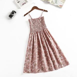 Skirt Short Pleated Corset Dress Suspender Floral Retro