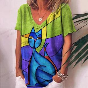 woman oversize clothing tshirt animals pullover retro loose