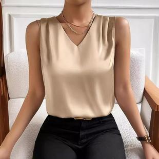 neck vest top Elegant solid holiday color womens