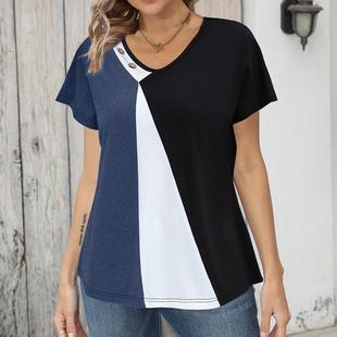 shirt color button loose top sleeved casual short