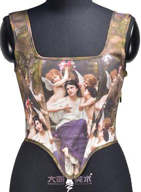 shoulder gorset straps patchwork overbust bustier korset