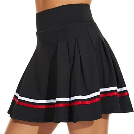 vintage korean plated stripes women sports pants skirt high