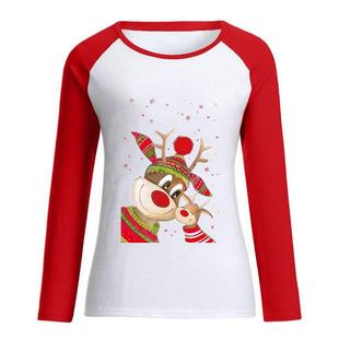 two round neck long deer womens Christmas loose