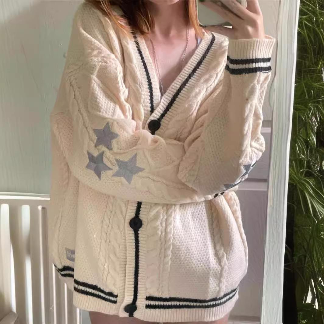 Solid color long-sleeved cardigan for women elegant