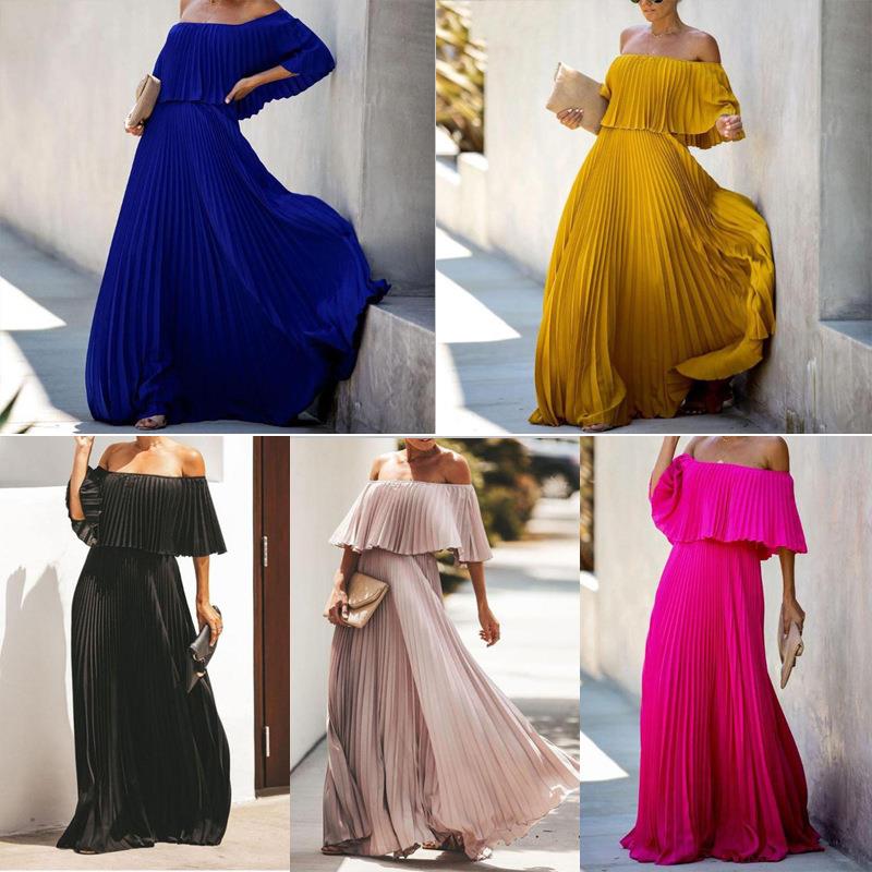 Skirt Swing Long Chiffon Pleated Dress Wrap-up