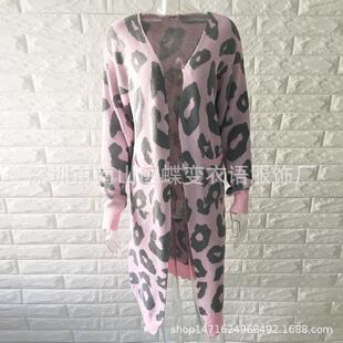 loose leopard pattern coat sweater and autumn winter