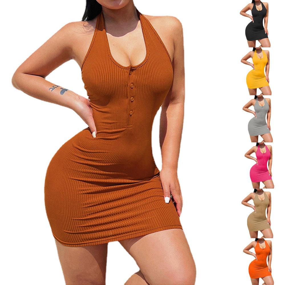 halter tight ruched mini do neck women sundress clubwear