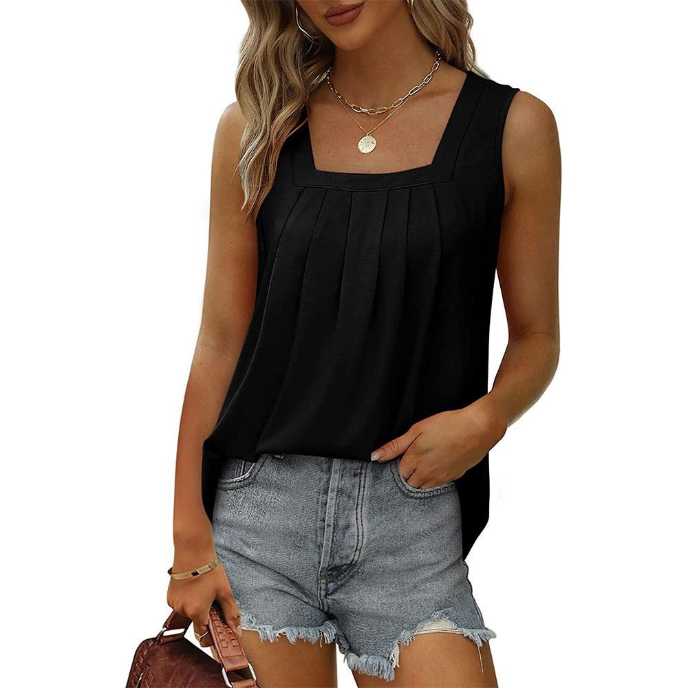 tops casual commuter female -shirt flowy hem curved neck