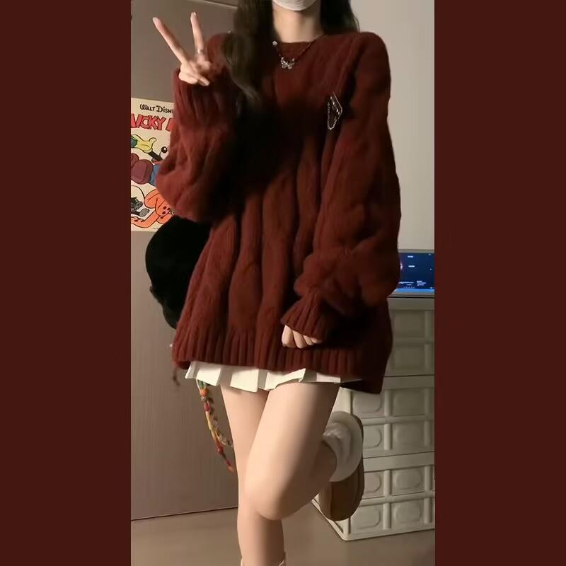 Christmas red pullover sweater for women age-reducing