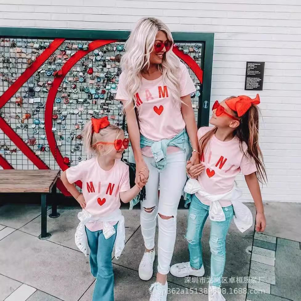 sleeves short travel beach outfit child and mother girlish
