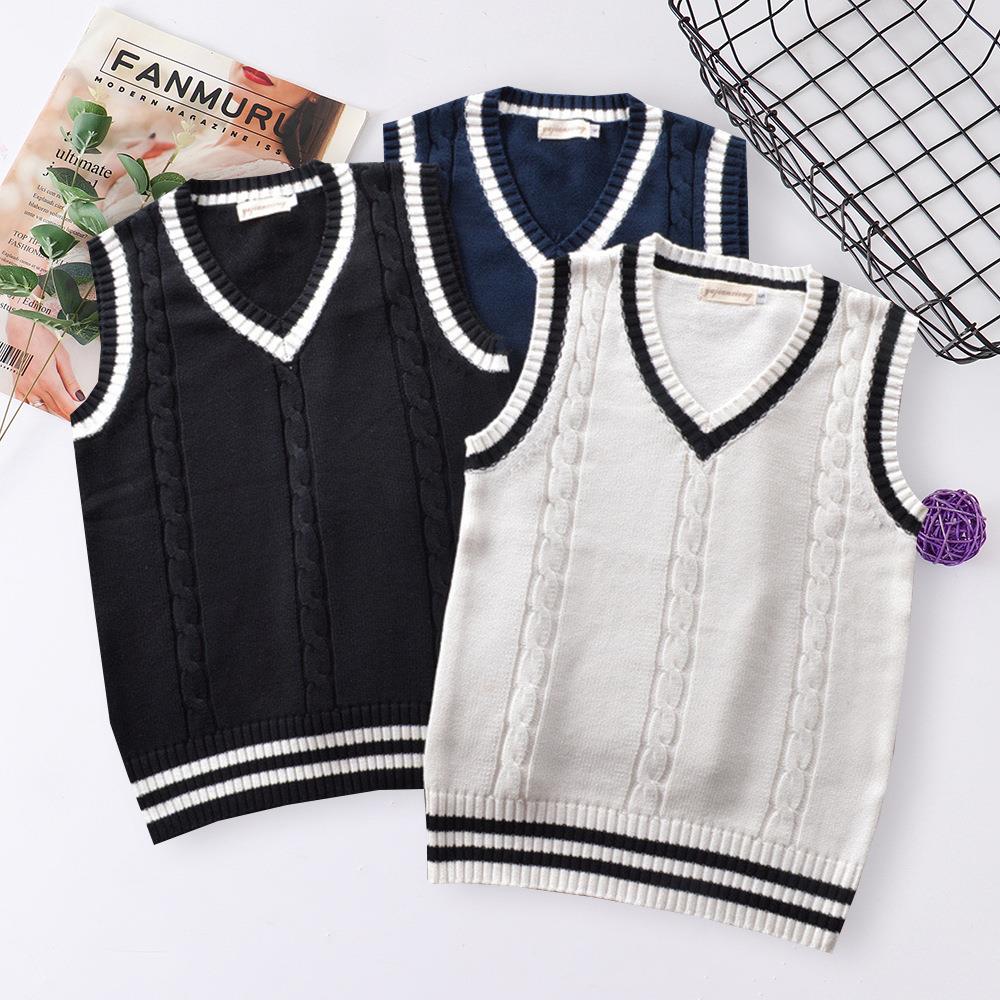 College British style uniform V-neck men and women twisted