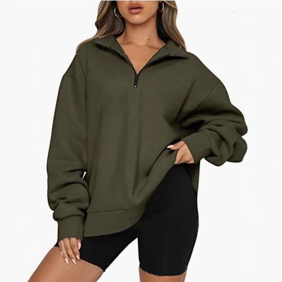 hoodie fleece pullover loose sweatshirt long zip half