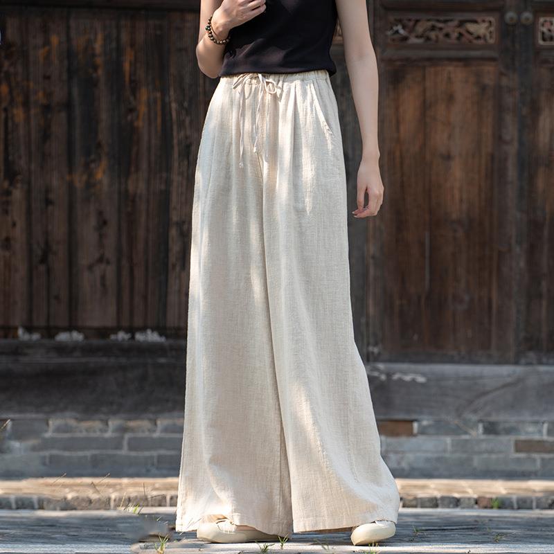 and slim-fitting women casual linen flared for pants