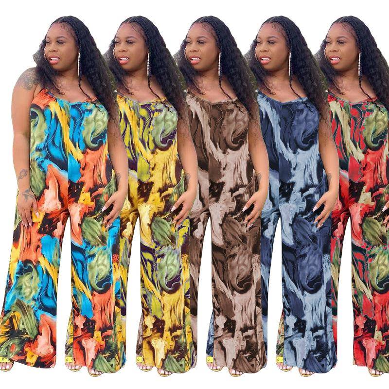 jumpsuit womens size plus long casual loose suspenders