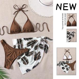 mesh skirt swimsuit Halter three tie womens piece neck