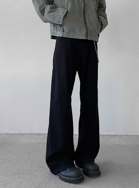 小柯xock巴黎bootcut黑色弯刀微喇牛仔裤男款美式cleanfit直筒裤