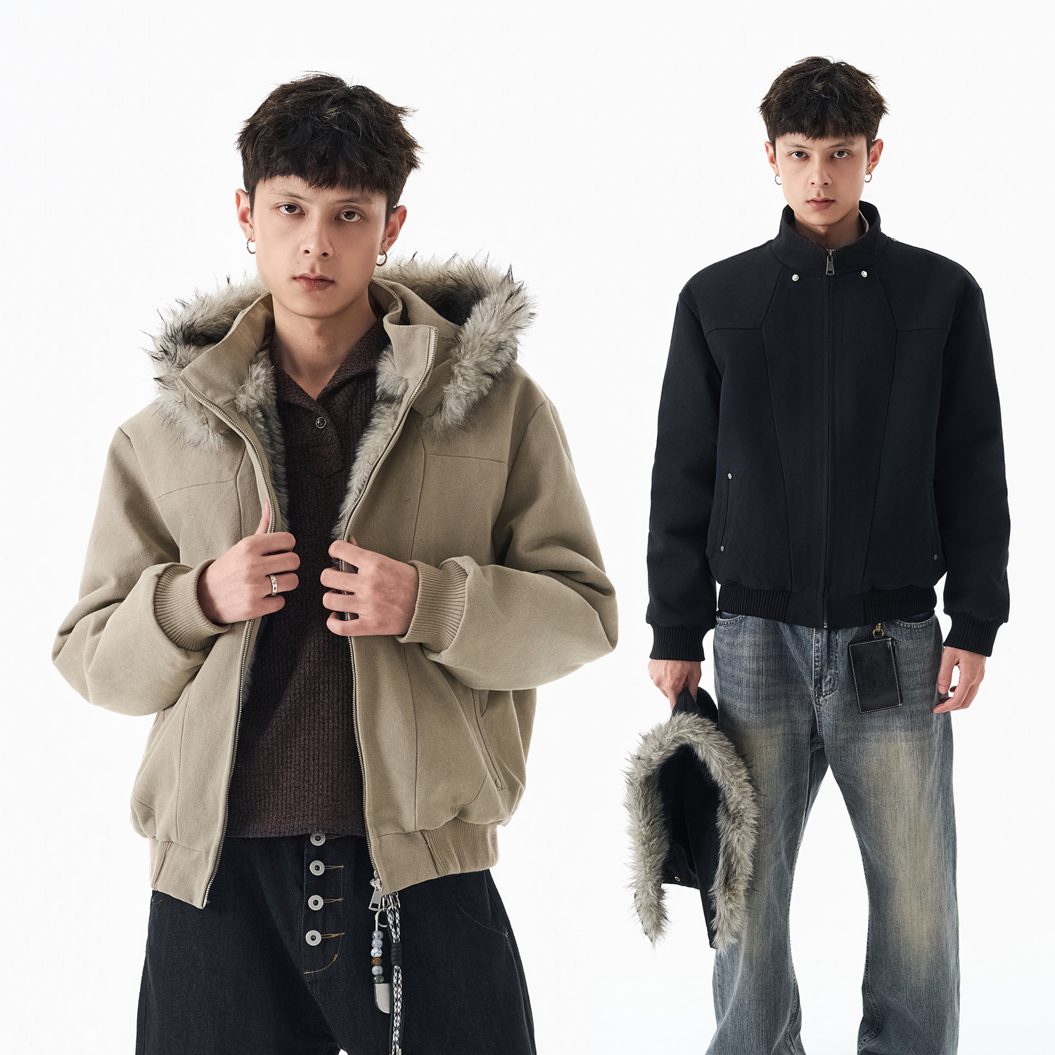 XCOK可拆卸秋冬加厚座山雕夹克