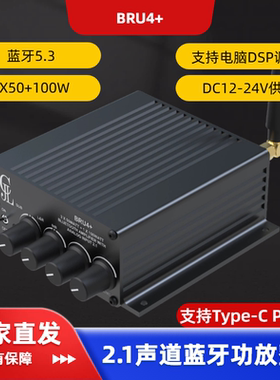 2x50W+100W 2.1声道TPA3116 HIFI数字蓝牙5.3功放机DSP调音BRU4+