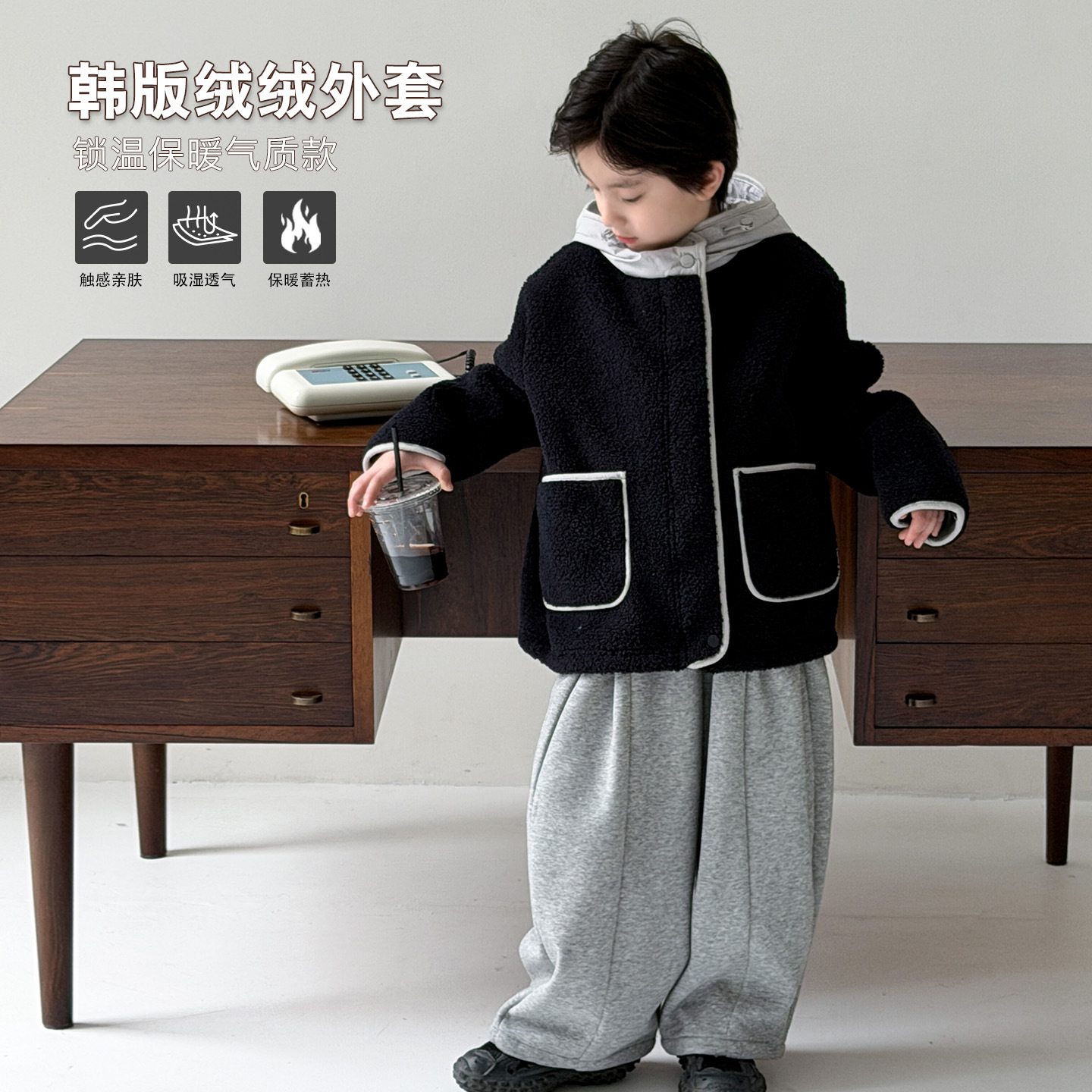 男童冬装儿童羊羔毛外套2025童装冬季中大童休闲男孩保暖加厚上衣