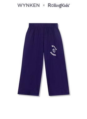 WYNKEN 宽松休闲阔腿裤藏青色松紧腰运动裤儿童长裤丨RollingKids