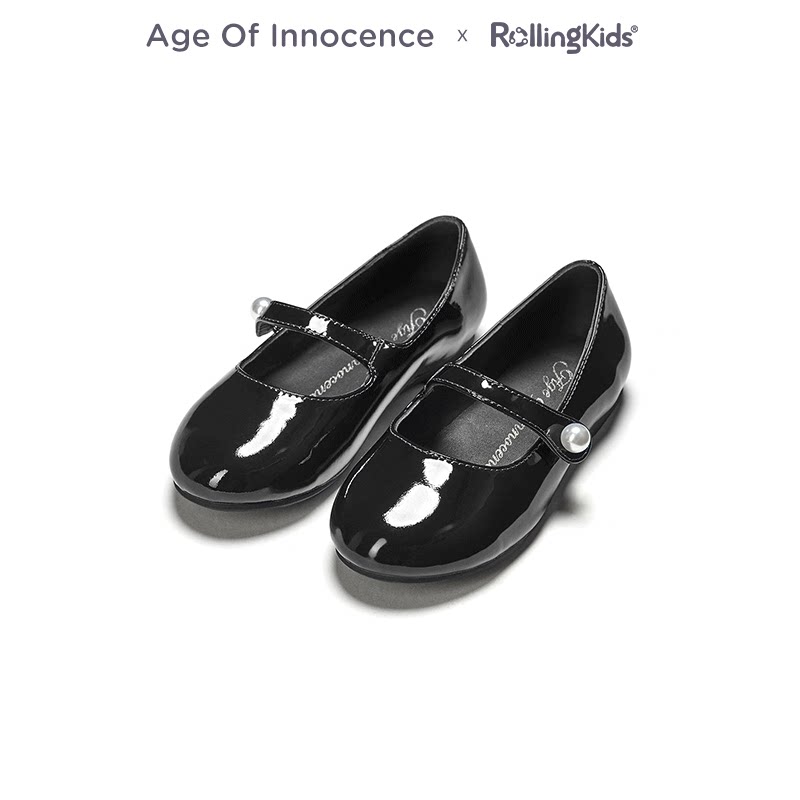 Age of Innocence 女童黑色漆皮单鞋一字法式复古风丨RollingKids