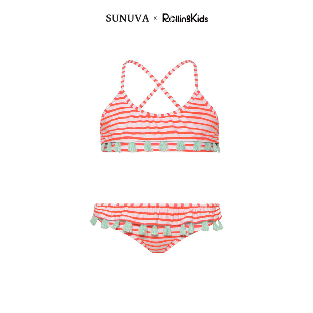 SUNUVA 女童分体泳衣设计感粉红色时尚泳装丨RollingKids