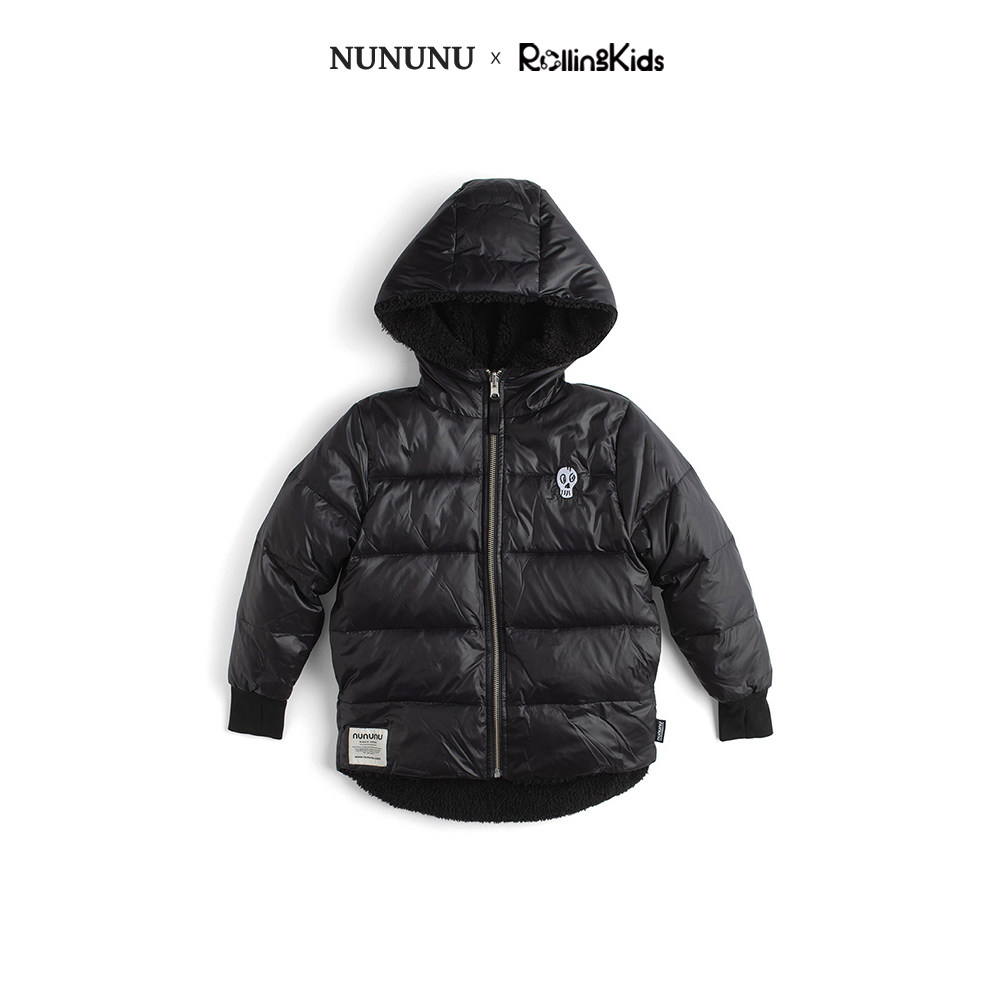 NUNUNU 儿童小骷髅亮面连帽羽绒服时尚保暖男女外套丨RollingKids