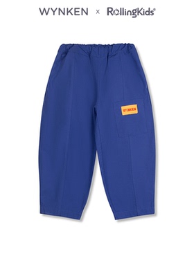 WYNKEN 蓝色宽松阔腿裤儿童休闲裤松紧腰长裤丨RollingKids