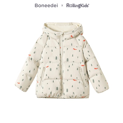 Boneedei 男女儿童连帽羽绒服卡通印花保暖外套丨RollingKids