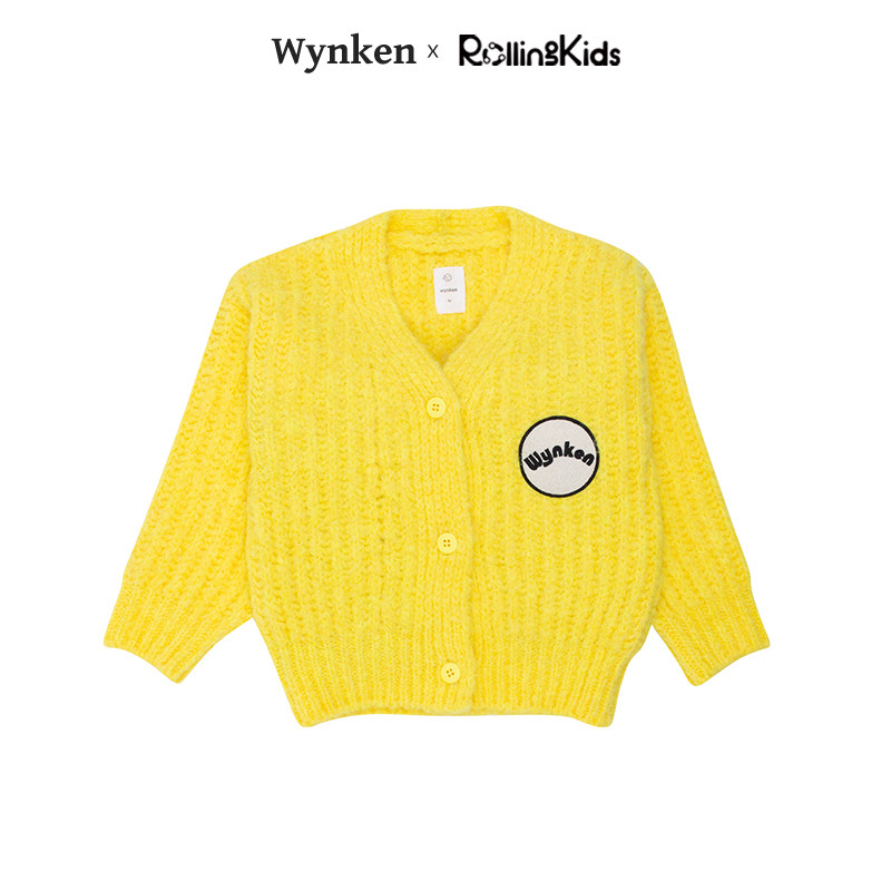 WYNKEN 早秋儿童针织开衫黄色柔软休闲百搭上衣外套丨RollingKids