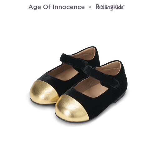 Age of Innocence 温柔黑色金头拼色鞋平底百搭单鞋丨RollingKids