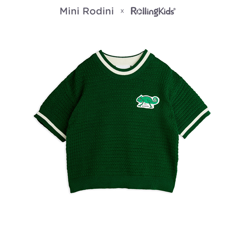 Mini Rodini 儿童短袖套头针织衫男女休闲圆领上衣丨RollingKids