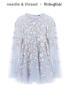 needle & thread 女童网纱连衣裙长袖浅蓝色公主裙丨RollingKids